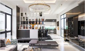 MẪU THIẾT KẾ PHÒNG KHÁCH VÀ BẾP ĂN PHONG CÁCH HIỆN ĐẠI