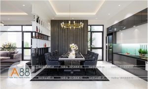 MẪU THIẾT KẾ PHÒNG KHÁCH VÀ BẾP ĂN PHONG CÁCH HIỆN ĐẠI