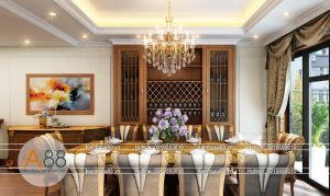 MẪU THIẾT KẾ PHÒNG ĂN PHONG CÁCH TÂN CỔ ĐIỂN SANG TRỌNG