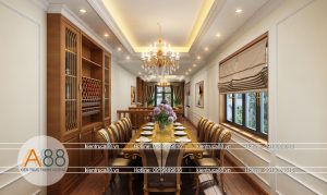 MẪU THIẾT KẾ PHÒNG ĂN PHONG CÁCH TÂN CỔ ĐIỂN SANG TRỌNG