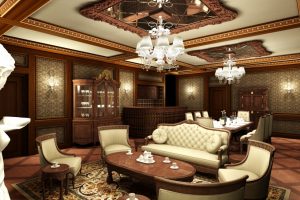 thiết kế phòng khách biệt thự phong cách cổ điển