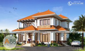 thiết kế biệt thự 2 tầng mái thái