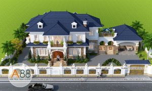 thiết kế nhà biệt thự mặt tiền 15m