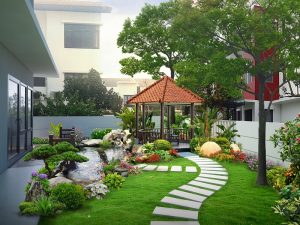 thiết kế tiểu cảnh sân vườn biệt thự
