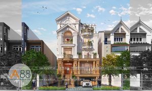thiết kế biệt thự có gara để xe bên ngoài