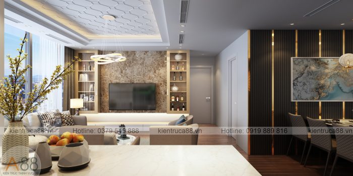 thiết kế nội thất căn hộ chung cư 90m2