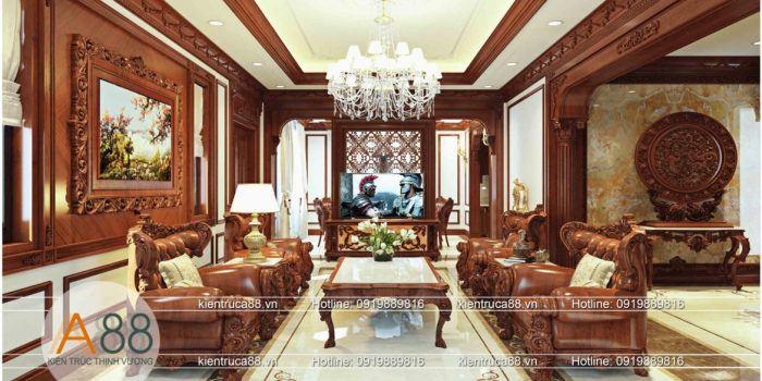 mẫu thiết kế nội thất phòng khách biệt thự