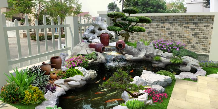 thiết kế tiểu cảnh sân vườn biệt thự